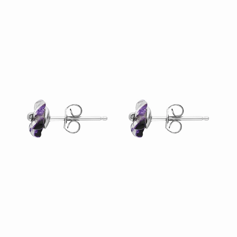 Sterling Silver Blue John Tuberose 8mm Pansy Stud Earrings