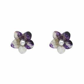Sterling Silver Blue John Tuberose 8mm Pansy Stud Earrings