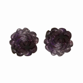 Sterling Silver Blue John Tuberose Rose Stud Earrings