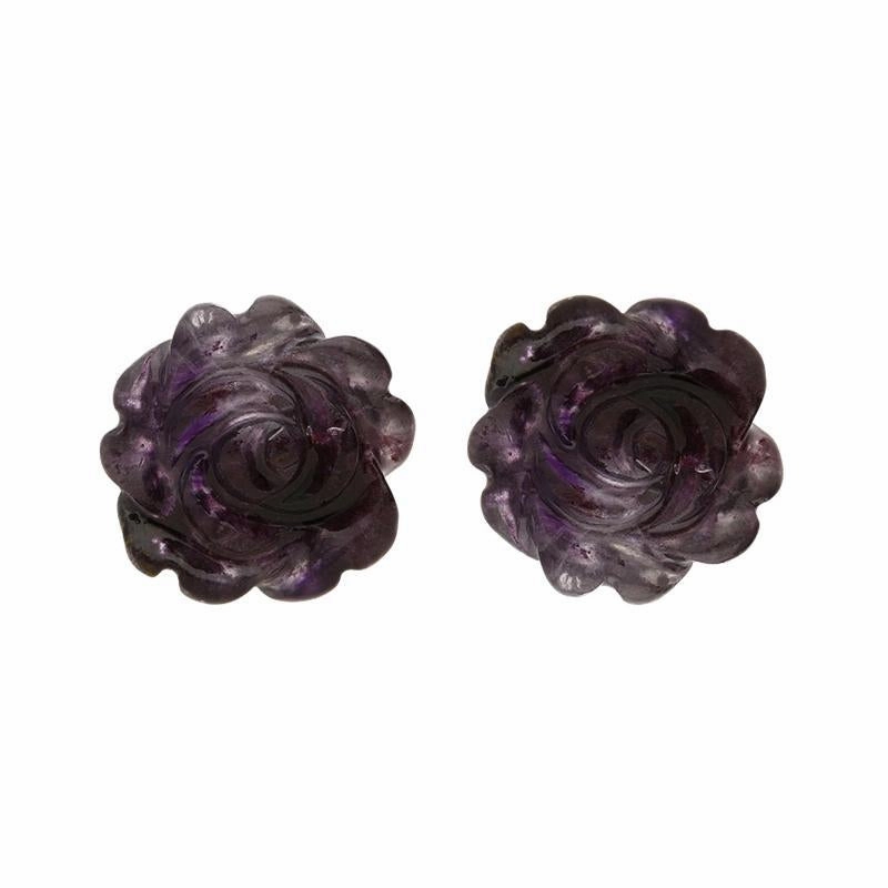 Sterling Silver Blue John Tuberose Rose Stud Earrings