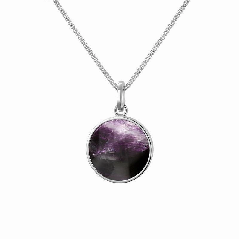 Sterling Silver Blue John  Zodiac Aries Round Necklace
