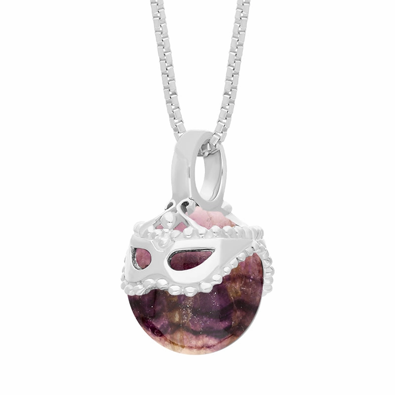 Sterling Silver Blue John Zodiac Gemini 9mm Bead Pendant