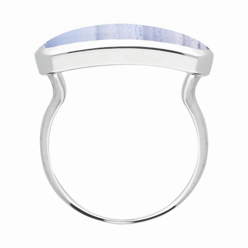 Sterling Silver Blue Lace Agate Lineaire Petite Oval Ring