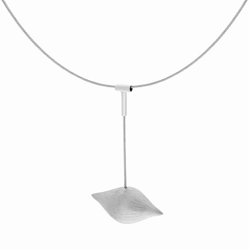 Sterling Silver Brushed Horizontal Bulb Dropper Necklace D