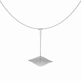 Sterling Silver Brushed Horizontal Bulb Dropper Necklace D