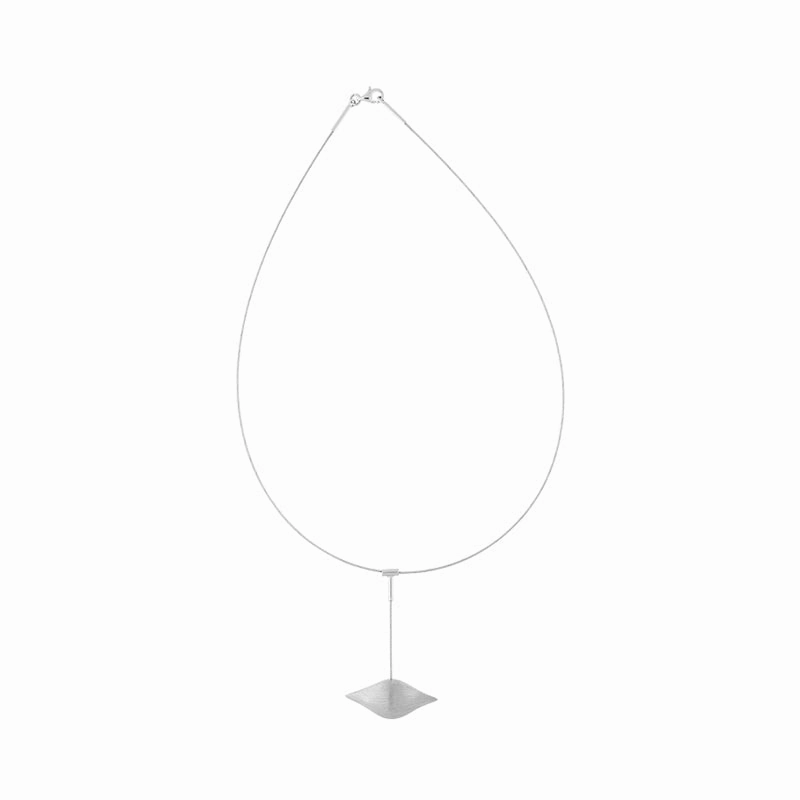 Sterling Silver Brushed Horizontal Bulb Dropper Necklace D