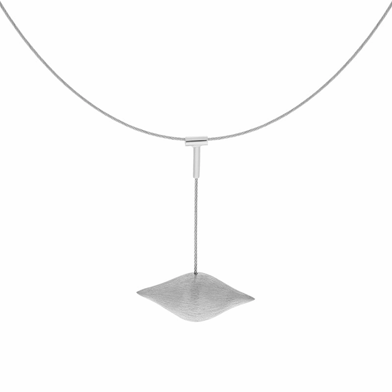 Sterling Silver Brushed Horizontal Bulb Dropper Necklace D