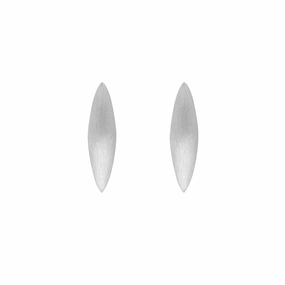 Sterling Silver Brushed Marquise Stud Earrings D