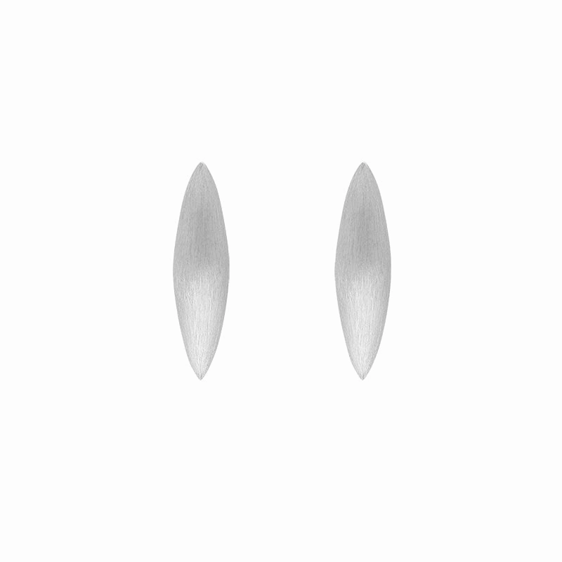 Sterling Silver Brushed Marquise Stud Earrings D