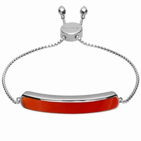 Sterling Silver Carnelian Lineaire Long Bracelet