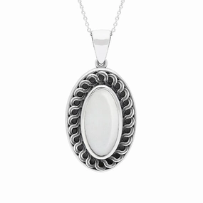 Sterling Silver Carrara Marble Crescent Large Necklace