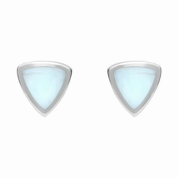Sterling Silver Chrysoprase Small Curved Triangle Stud Earrings