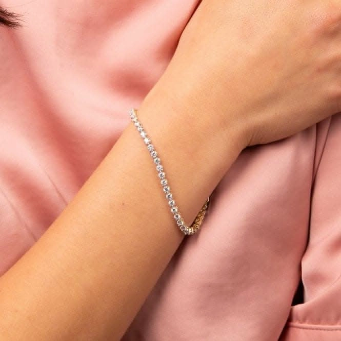 Sterling Silver Clear Cubic Zirconia Bracelet B5471