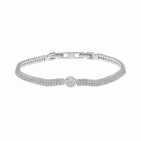 Sterling Silver Clear Cubic Zirconia Bracelet B5476