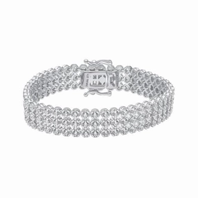 Sterling Silver Clear Cubic Zirconia Bracelet B5477