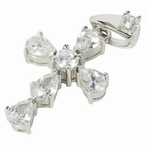 Sterling Silver Clear CZ Cross Pendant (Chain Sold Separately)