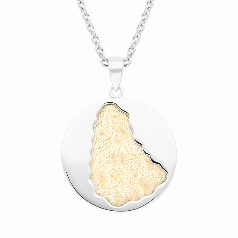 Sterling Silver Coquina 24mm Barbados Island Disc Necklace