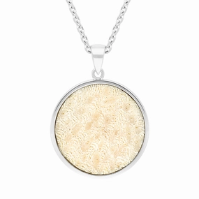 Sterling Silver Coquina 24mm Barbados Island Disc Necklace