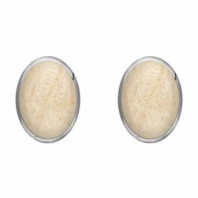 Sterling Silver Coquina 8 x 10mm Classic Large Oval Stud Earrings