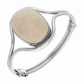 Sterling Silver Coquina Unique Style Hinged Bangle D