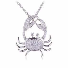 Sterling Silver Crab Pave CZ Pendant (Chain Sold Separately)