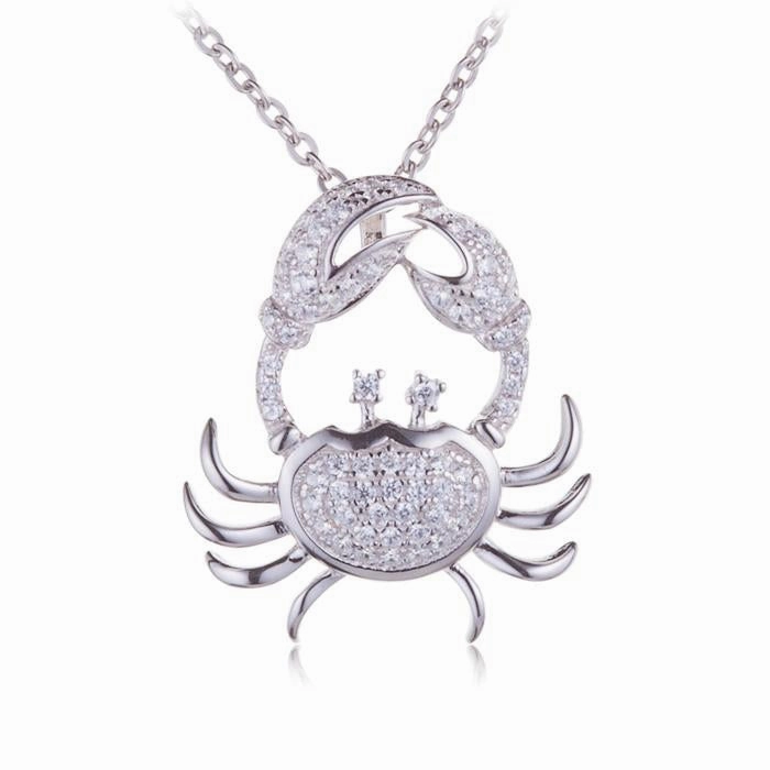 Sterling Silver Crab Pave CZ Pendant (Chain Sold Separately)