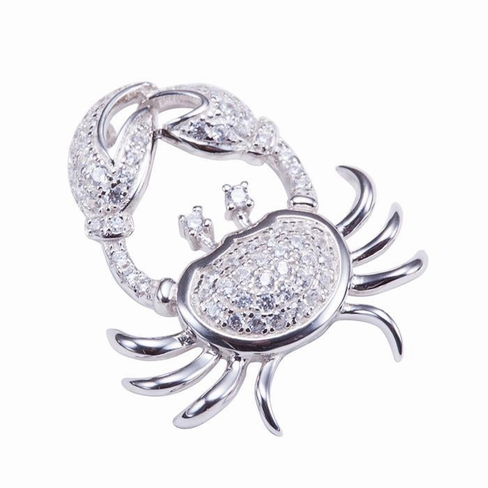 Sterling Silver Crab Pave CZ Pendant (Chain Sold Separately)