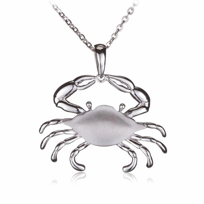 Sterling Silver Crab Sandblast Finish Pendant (Chain Sold Separately)