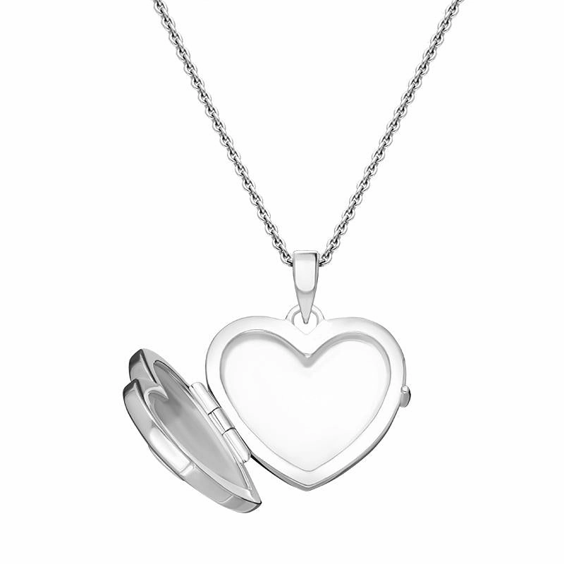 Sterling Silver Cubic Zirconia Heart Keepsake Locket