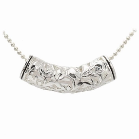 Sterling Silver Cut Out Honu (Hawaiian Turtle) Black Border Tube Slider Pendant (Chain Sold Separately)