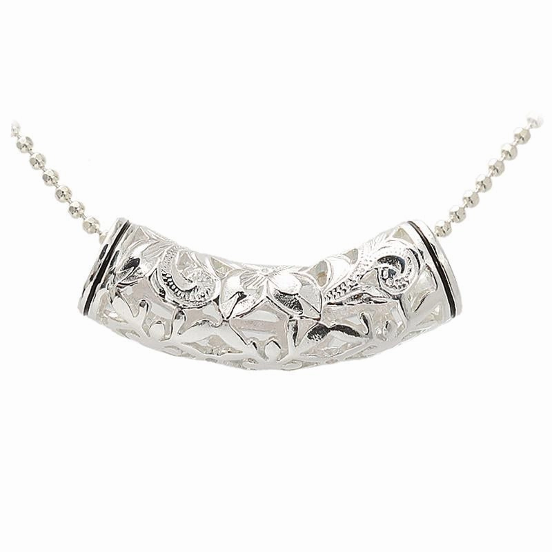 Sterling Silver Cut Out Honu (Hawaiian Turtle) Black Border Tube Slider Pendant (Chain Sold Separately)