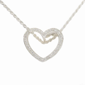 Sterling Silver CZ Heart Pendant (Chain Sold Separately)