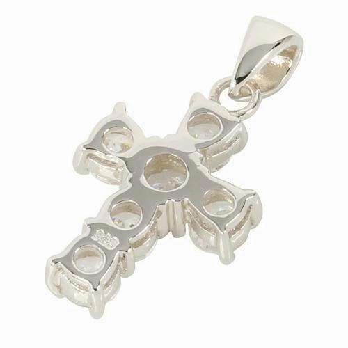 Sterling Silver CZ Inlay Cross Pendant (Chain Sold Separately)