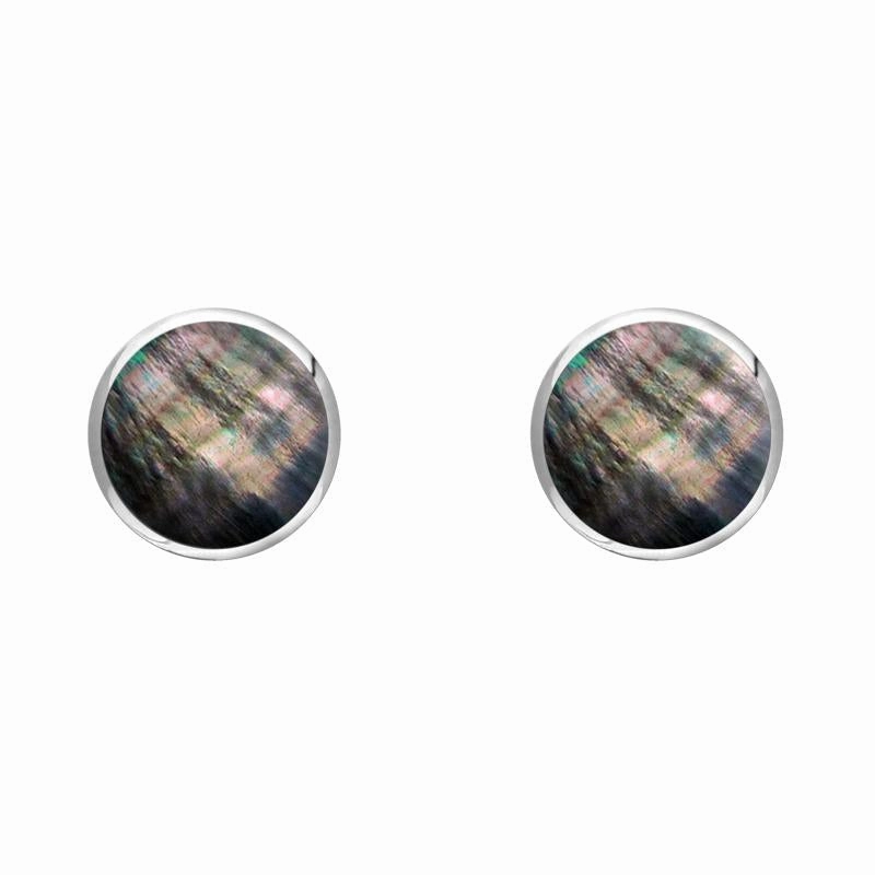 Sterling Silver Dark Mother of Pearl 5mm Classic Small Round Stud Earrings