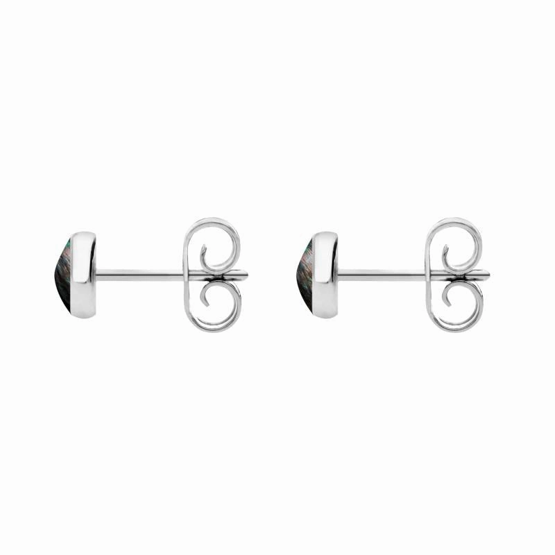 Sterling Silver Dark Mother of Pearl 5mm Classic Small Round Stud Earrings