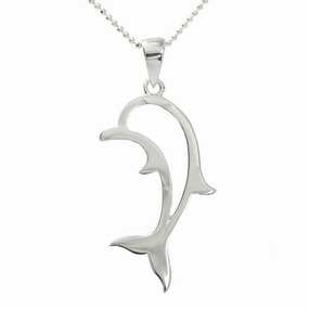 Sterling Silver Dolphin Outline Pendant (Chain Sold Separately)