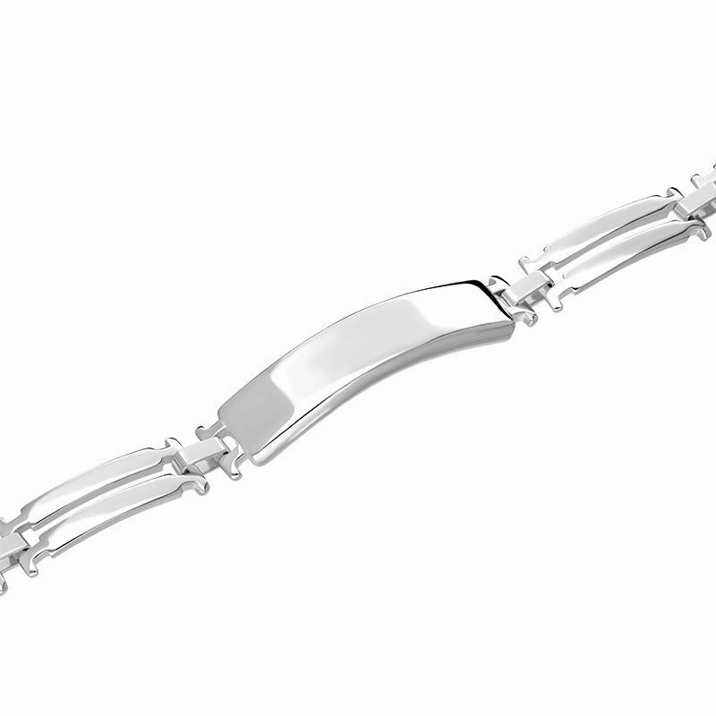 Sterling Silver Double Bar Link Identity Bracelet