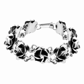 Sterling Silver Double Linked Rose Bracelet