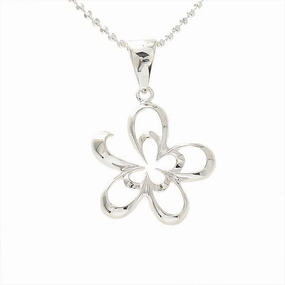 Sterling Silver Double Plumeria Outline Pendant (Chain Sold Separately)