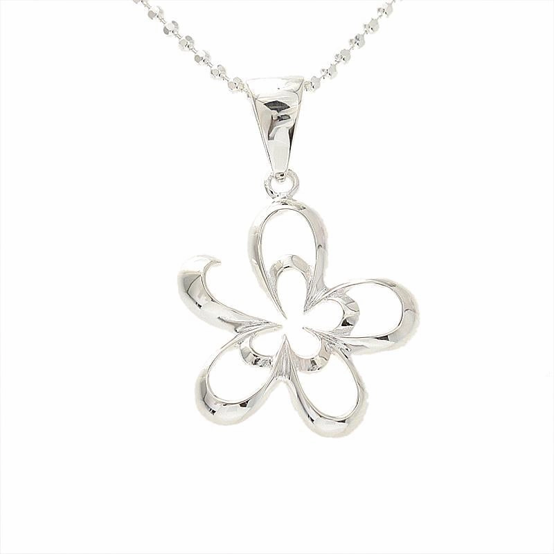 Sterling Silver Double Plumeria Outline Pendant (Chain Sold Separately)