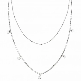 Sterling Silver Double Row Mini Disc Necklace N4377