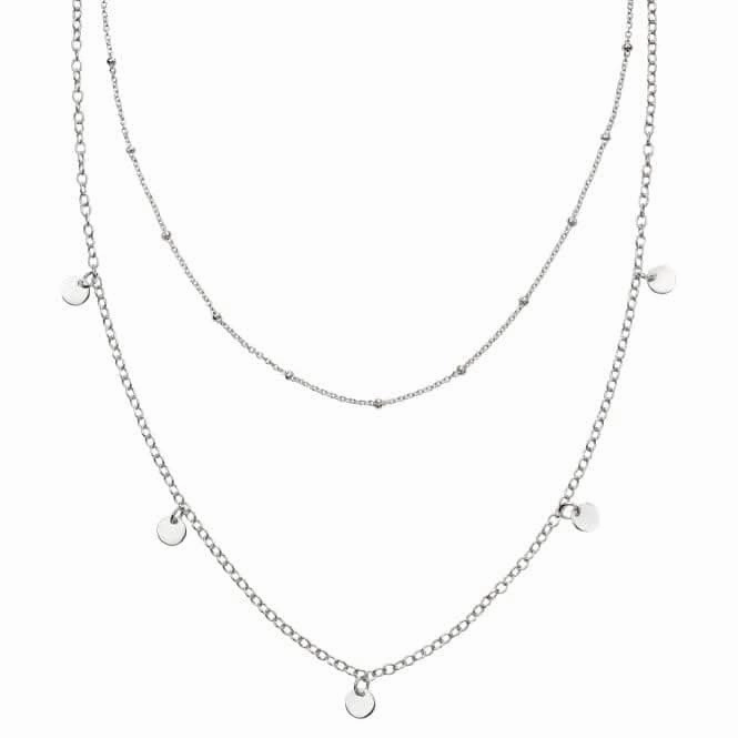 Sterling Silver Double Row Mini Disc Necklace N4377