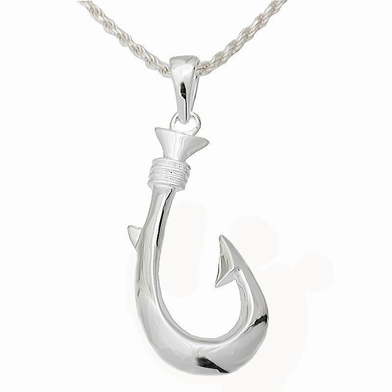 Sterling Silver Fish Hook Pendant (XL) (Chain Sold Separately)
