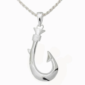 Sterling Silver Fish Hook Pendant (XL) (Chain Sold Separately)