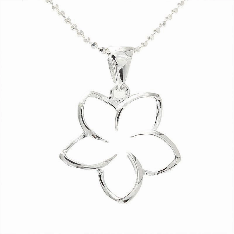 Sterling Silver Floating Plumeria Pendant (S/L/XL) (Chain Sold Separately)