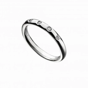 Sterling Silver Flush Set Zirconia Band Ring R3733C