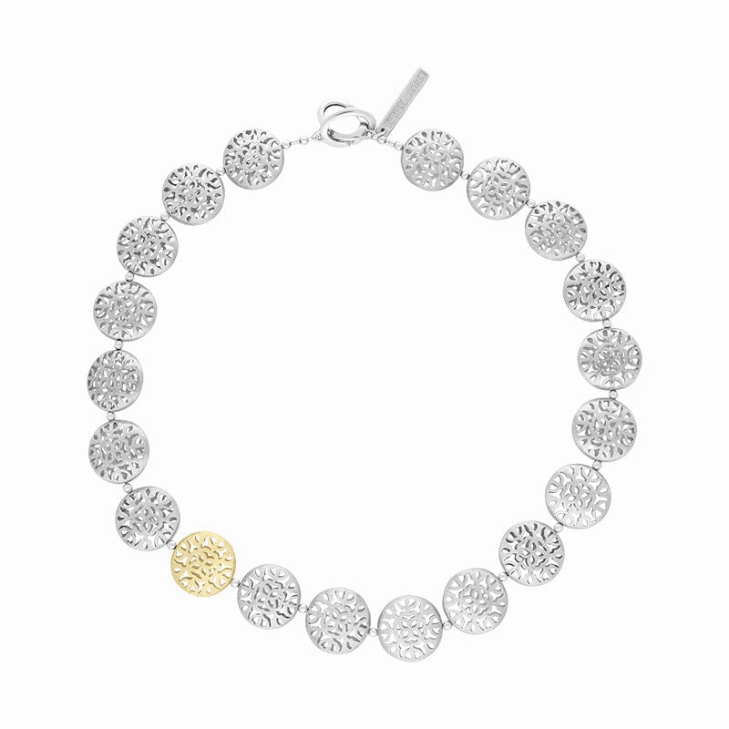 Sterling Silver Gold Plated Cut Out Floral Bracelet D