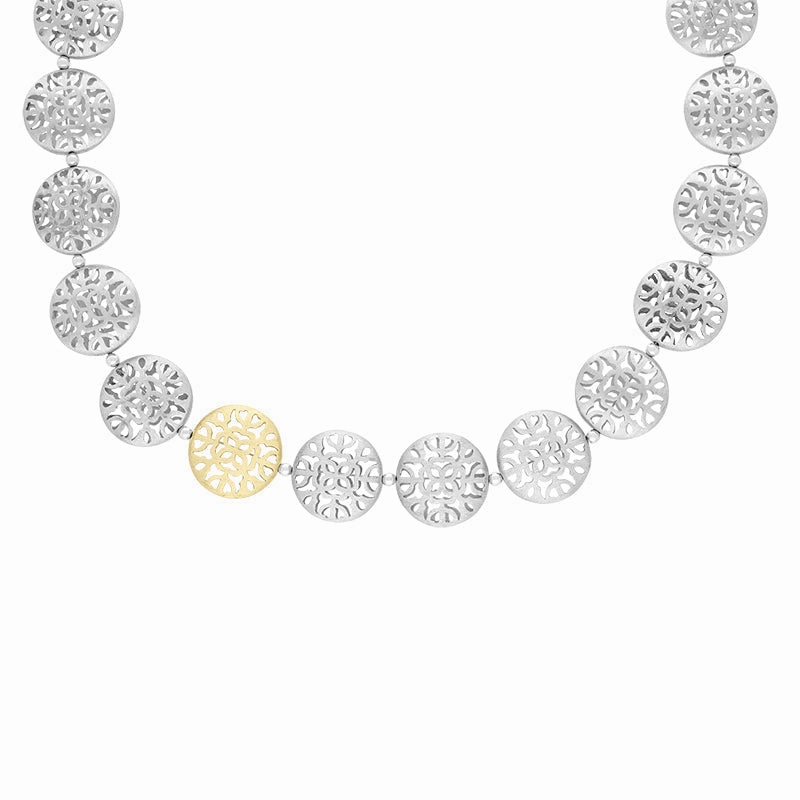 Sterling Silver Gold Plated Cut Out Floral Bracelet D