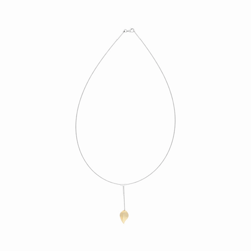 Sterling Silver Gold Plated Leaf Dropper Necklace D