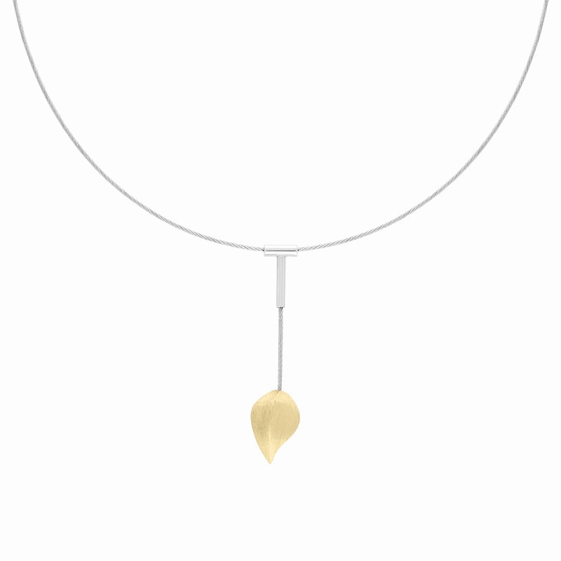 Sterling Silver Gold Plated Leaf Dropper Necklace D
